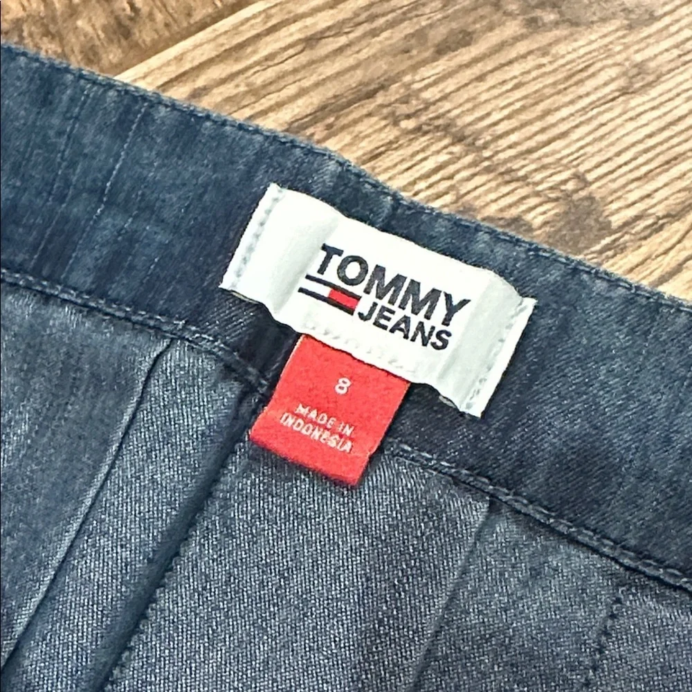 Tommy Hilfiger Jeans Pleated Denim Mini Skirt Women's 8 Blue Side Zip Closure